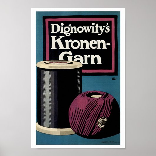 Vintage Kronengard Yarn-Werbung Poster (Vorne)