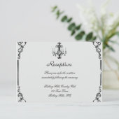 Vintage Kronleuchter-Hochzeitsempfehlung Einladung (Stehend Vorderseite)