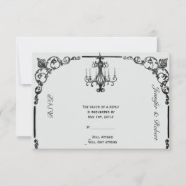 Vintage Kronleuchter-Hochzeitskarte RSVP Karte