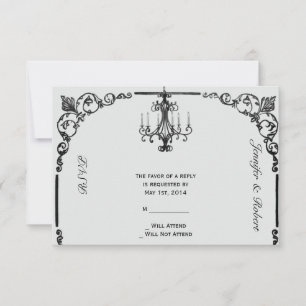 Vintage Kronleuchter-Hochzeitskarte RSVP Karte