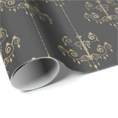 Vintage Kronleuchter in Schwarz und Grau Geschenkpapier (Rolleneckpunkt)