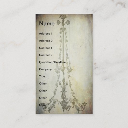 Vintage Kronleuchter Visitenkarte (Vorderseite)