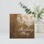 Vintage Kronleuchter Womans Geburtstagsparty Einladung (Stehend Vorderseite)