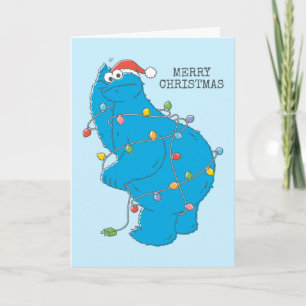 Vintage Krümelmonster-Weihnachtsbeleuchtung Karte