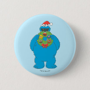 Vintage Krümelmonster-Weihnachtskranz Button