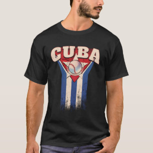 Vintage Kuba Baseball Nationale kubanische Flagge T-Shirt