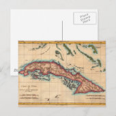 Vintage Kuba Insel Karte Alte Reise (Vorne/Hinten)