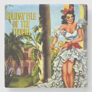 Vintage kubanische Reise - die Insel Tropics - Url Steinuntersetzer