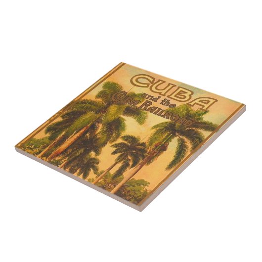 Vintage kubanische Reise - Kuba-Bahn Fliese (Seite)
