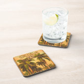 Vintage kubanische Reise - Kuba-Eisenbahnlithograp Getränkeuntersetzer (Rechte Seite)