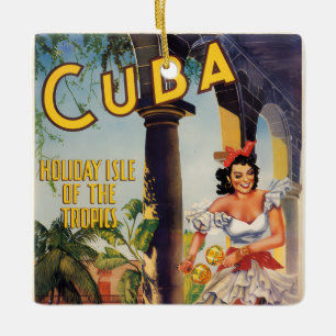 Vintage Kubanische Tourismuskommission Tropen Reis Keramikornament