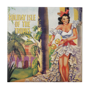 Vintage kubanische Tropenkommission Fliese