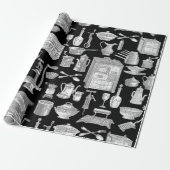 Vintage Küche antikes Städtchen schwarz viktoriani Geschenkpapier (Ungerollt)
