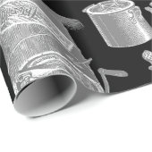 Vintage Küche antikes Städtchen schwarz viktoriani Geschenkpapier (Rolleneckpunkt)