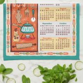 Vintage Küche Geschirrspüler Kalender Handtuch (Gefaltet)