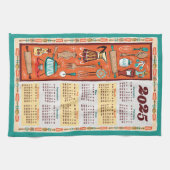 Vintage Küche Geschirrspüler Kalender Handtuch (Horizontal)