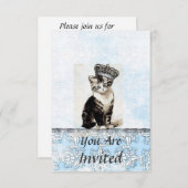 Vintage Küche mit Krone Blauer Einladung (Vorne/Hinten)