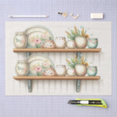 Vintage Küche Shelf Teller Kanistern Pflanze Seidenpapier (Handwerk)