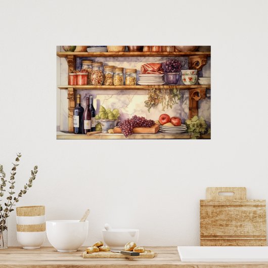 Vintage Küche Shelf Weinflaschen Mason Jars Poster (Küche)
