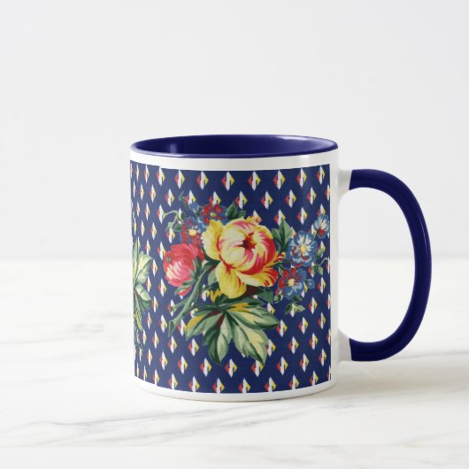 Vintage Küche - Steppdecke - BlumentextilTasse Tasse (Rechts)