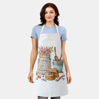 Vintage Küche Stillleben mit Blume und gebacken Schürze
