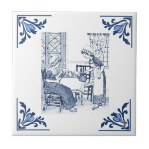 Vintage-Küchen-Toast & Tee Delft Blau & Weiß Fliese