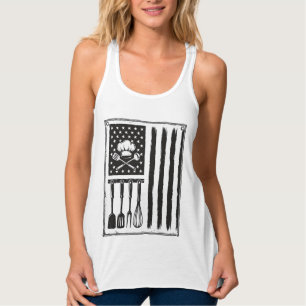 Vintage-Küchenflagge-Kochutensilien-Shirt-Design Tank Top