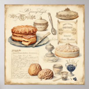 Vintage-Küchenmuster Poster