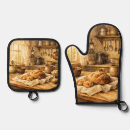 Vintage-Küchenschürze im Landhausstil Ofenhandschuh & Topflappen-Set
