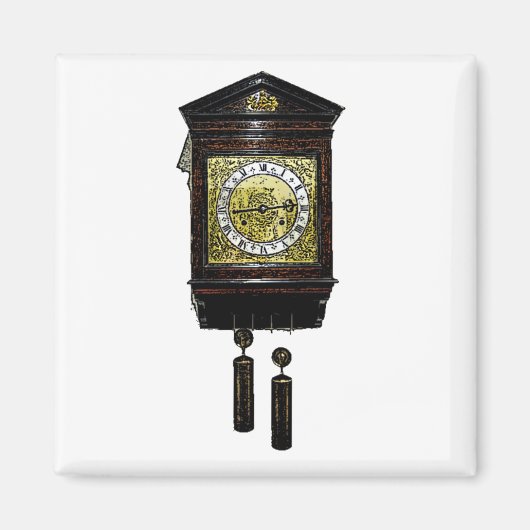 Vintage Kuckucksuhr-Tinte Zeichne Sketch Magnet (Vorne)