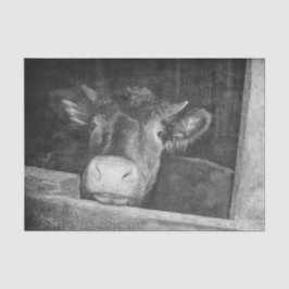 Vintage Kuh aus schwarzem und weißem Land Seidenpapier