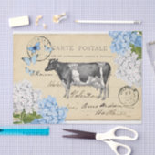 Vintage Kuh-blaues Blumen-Postkarten-Seidenpapier Seidenpapier (Handwerk)