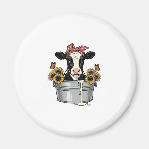 Vintage Kuh in der Wanne Sonnenblume Schmetterling Magnet