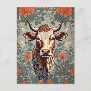 Vintage-Kuh, inspiriert von William Morris' floral Postkarte