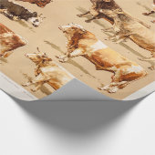 Vintage-Kuh-Kalb-Stier-Milchkühe-Landwirtschaft-Il Geschenkpapier (Ecke)