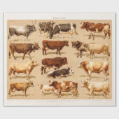 Vintage-Kuh-Kalb-Stier-Milchkühe-Landwirtschaft-Il Geschenkpapier (Flach)