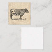 Vintage Kuh-Kunstdarstellung mit Skriptuntergrund Mitteilungskarte (Vorne/Hinten)