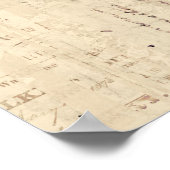 Vintage Kuh-Kunstdarstellung mit Skriptuntergrund Poster (Ecke)