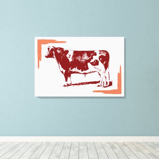 Vintage Kuh Leinwanddruck (Insitu (Holzboden))