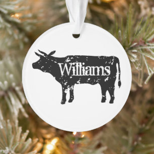Vintage-Kuh-Silhouette benutzerdefinierter Weihnac Ornament
