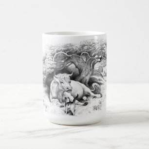 Vintage Kuh- und Katzenkizze Kaffeetasse