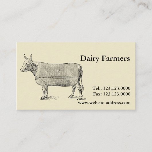 Vintage "Kuh Welfare"-PauschalVisitenkarten Visitenkarte (Vorderseite)