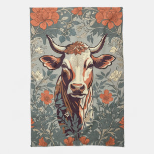 Vintage-Kuh-William-Morris-inspiriert floral Geschirrtuch