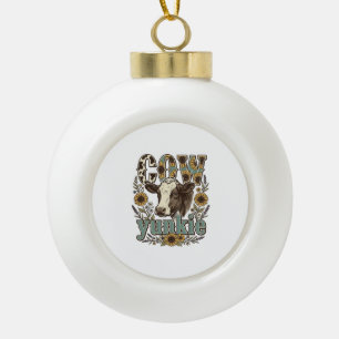 Vintage-Kuh-Yunkie-Sonnenblumen-Bauernhaus-Design_ Keramik Kugel-Ornament