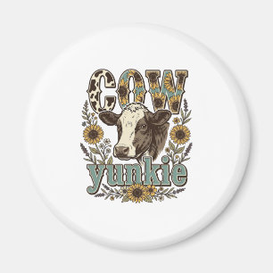 Vintage-Kuh-Yunkie-Sonnenblumen-Bauernhaus-Design_ Magnet