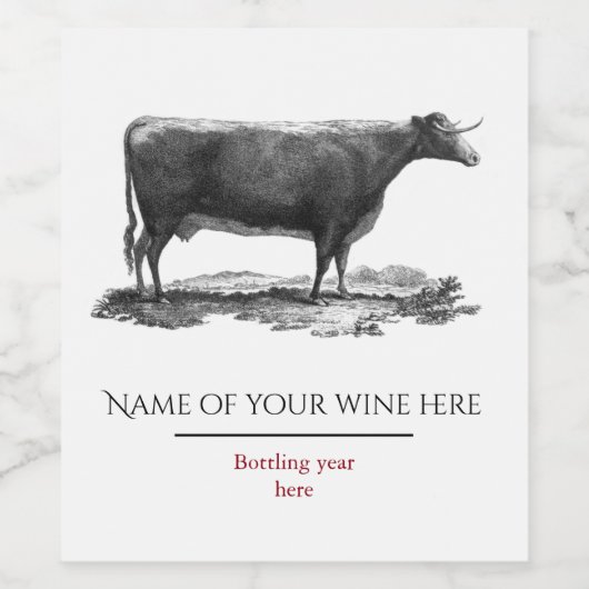 Vintage Kuhätzung Weinetikett (Einzelnes Label)