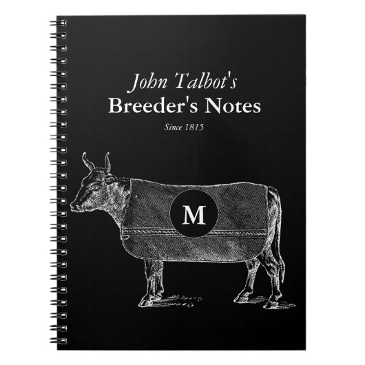 Vintage Kuhblanken Monogram Breeders B Notebook Notizblock (Vorderseite)