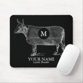 Vintage Kuhblanket Monogram Black Mousepad (Mit Mouse)