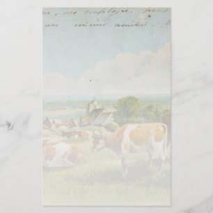 Vintage Kühe auf einer Feldpostkarte Briefpapier