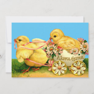 Vintage Küken & Blumen Ostern Feiertagskarte